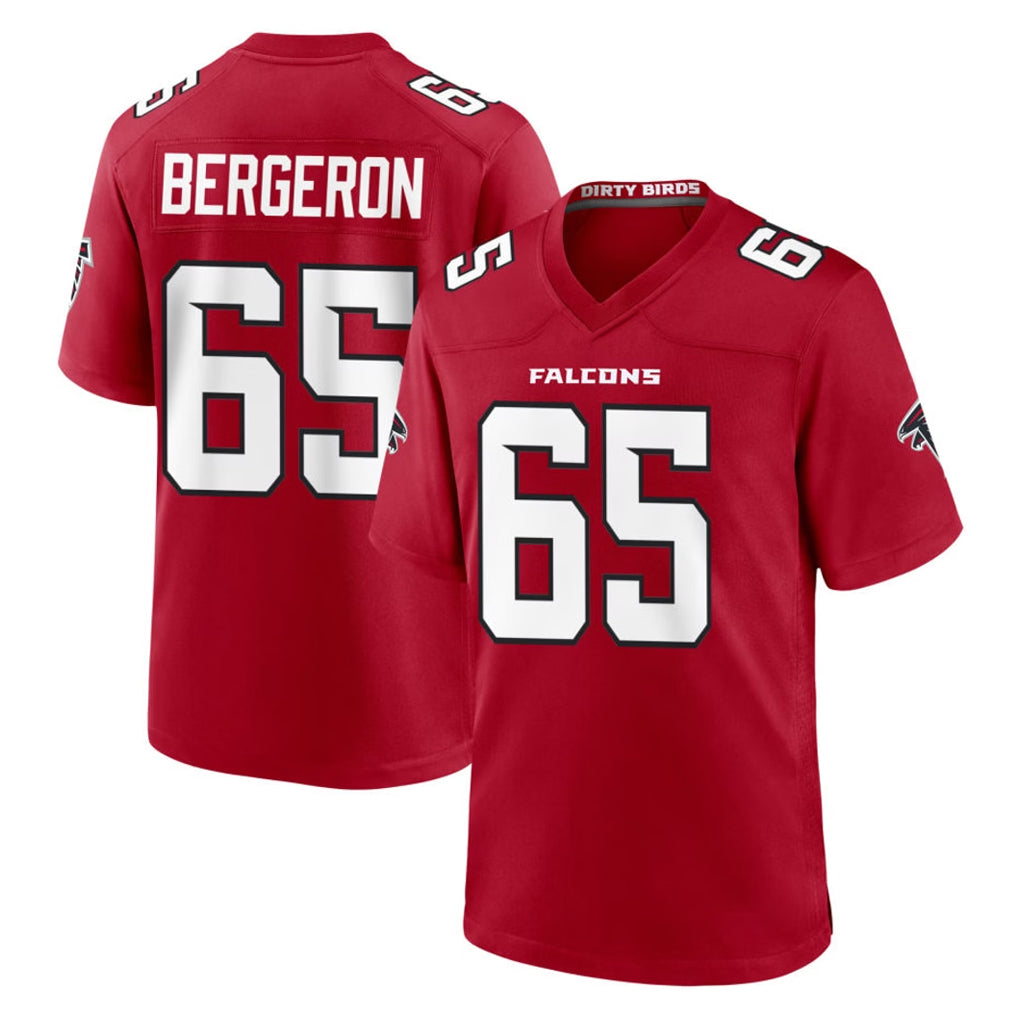 A.Falcons #65 Matthew Bergeron Player Red Team Color Home Game CAdoa Stitched Jerseys