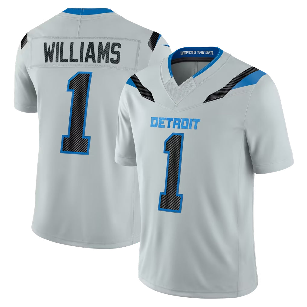 D.Lions #1 Jameson Williams Player Silver Limited 2026 Rivalries Collection Home Game CAdoa Stitched Jerseys