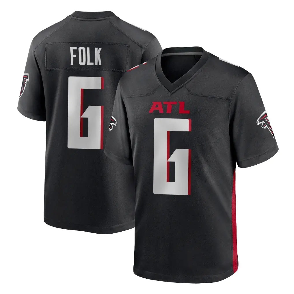 A.Falcons #6 Nick Folk Player Black Home Game CAdoa Stitched Jerseys