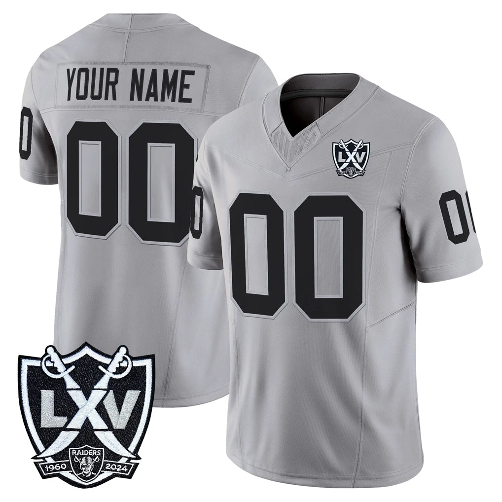 Custom LV.Raiders Gray 2026 Vapor Limited Home Game Any Name & Numbers CAdoa Stitched Jerseys