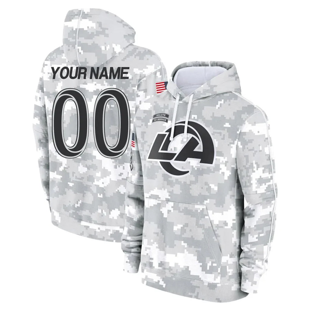Custom LA.Rams Arctic Camo Salute to Service Hoodies Limited Game Any Name & Numbers CAdoa Stitched Jerseys