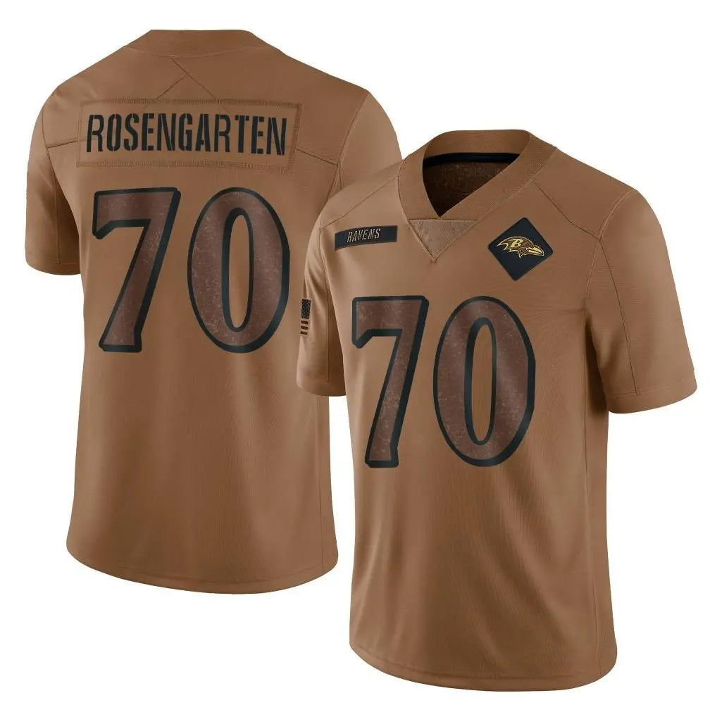 B.Ravens #70 Roger Rosengarten Player Brown Salute To Service Limited CAdoa Stitched Jerseys