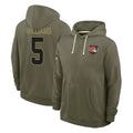 C.Browns #5 Quincy Williams Player Olive Salute to Service Pullover Hoodies Limited CAdoa Stitched Jerseys