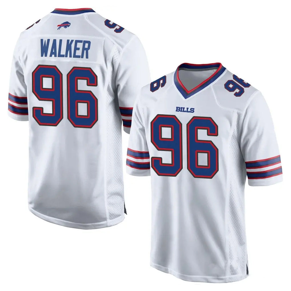 B.Bills #96 Deone Walker Player White Home Game CAdoa Stitched Jerseys