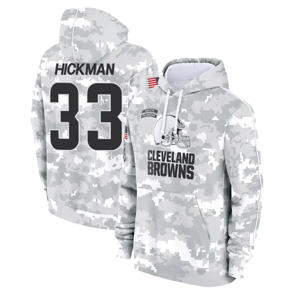 C.Browns #33 Ronnie Hickman Player Arctic Camo Salute to Service Hoodies Limited Game CAdoa Stitched Jerseys