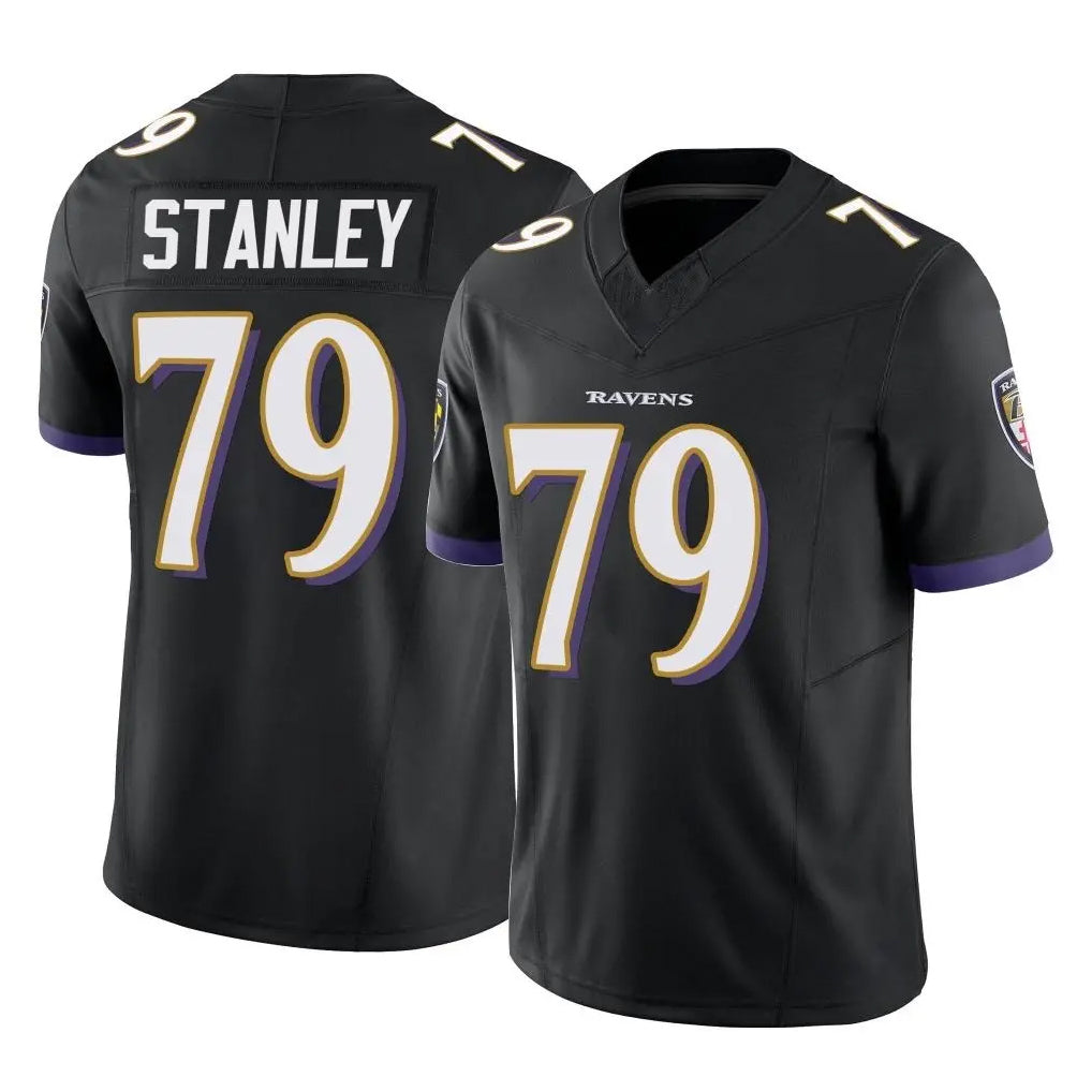 B.Ravens #79 Ronnie Stanley Player Black Vapor F.U.S.E. Limited CAdoa Stitched Jerseys