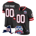 Custom NY.Giants Black 100th Season & State Patch Vapor Limited Home Game Any Name & Numbers CAdoa Stitched Jerseys