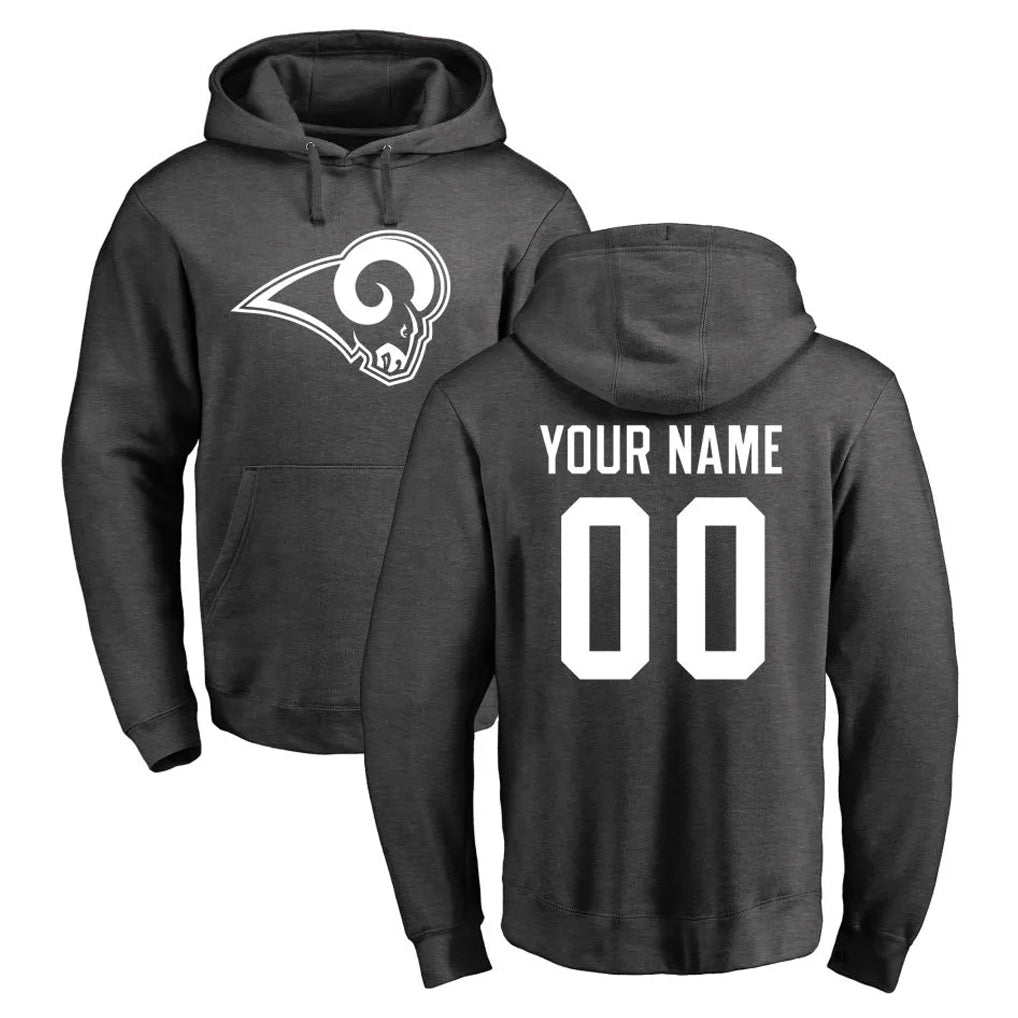 Custom LA.Rams Gray Pullover Hoodie Limited Game Any Name & Numbers CAdoa Stitched Jerseys
