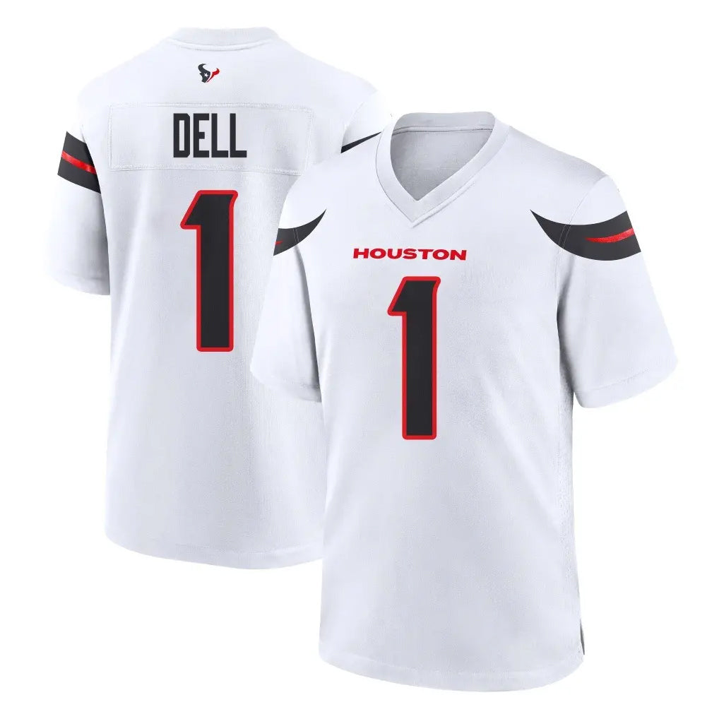 H.Texans #1 Tank Dell Player White Home Game CAdoa Stitched Jerseys