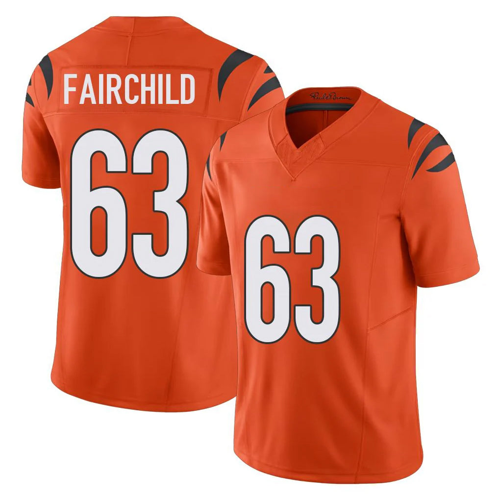 C.Bengals #63 Dylan Fairchild Player Orange Vapor F.U.S.E. Limited Home Game CAdoa Stitched Jerseys