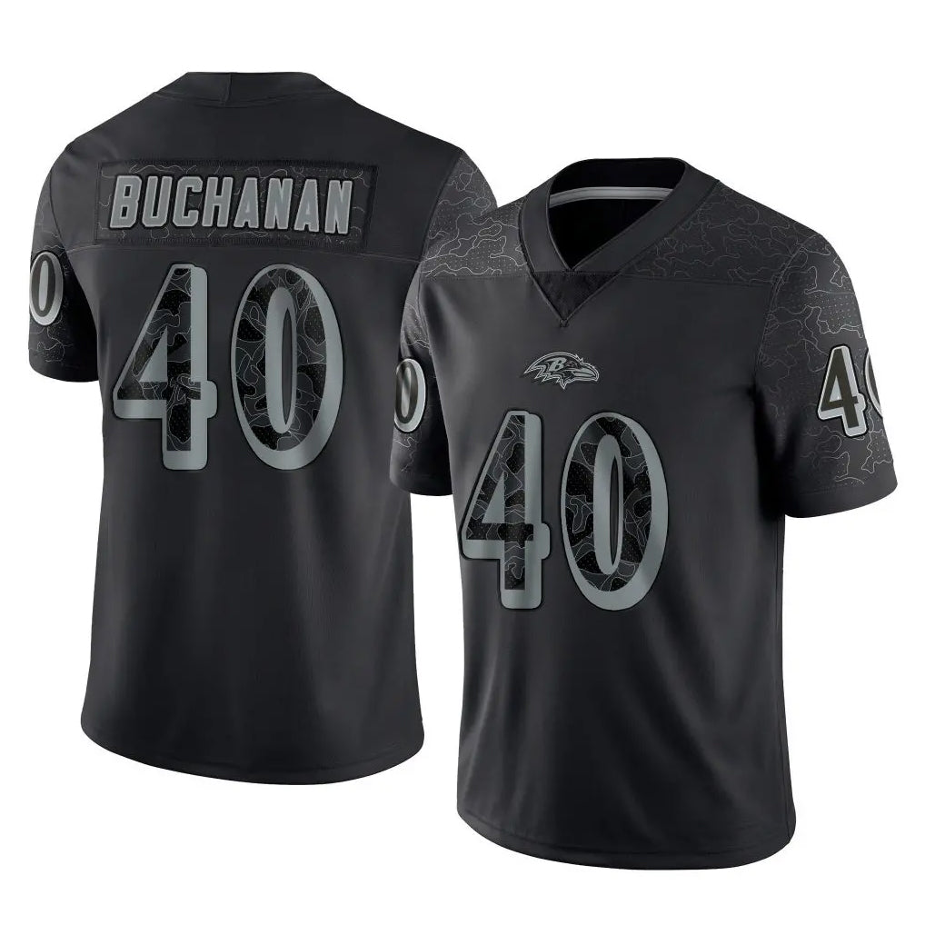 B.Ravens #40 Teddye Buchanan Player Black REFLECTIVE Limited CAdoa Stitched Jerseys