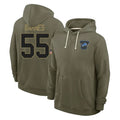 D.Lions #55 Derrick Barnes Player Olive Salute to Service Pullover Hoodies Limited CAdoa Stitched Jerseys