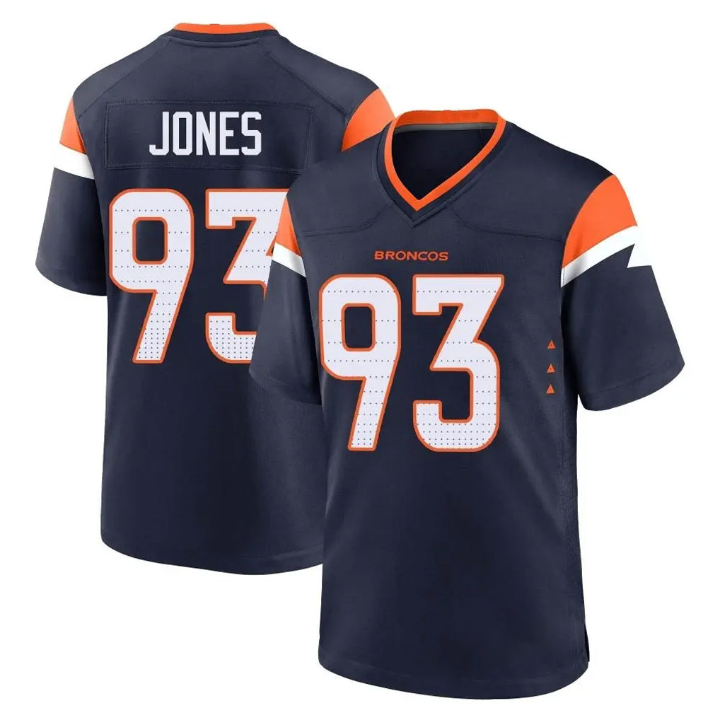 D.Broncos #93 D.J. Jones Player Navy Home Game CAdoa Stitched Jerseys