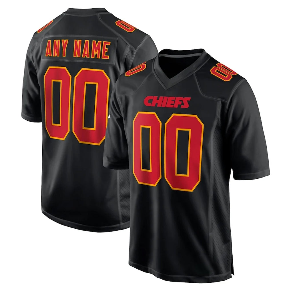 Custom KC.Chiefs Black Fashion Home Game Any Name & Numbers CAdoa Stitched Jerseys