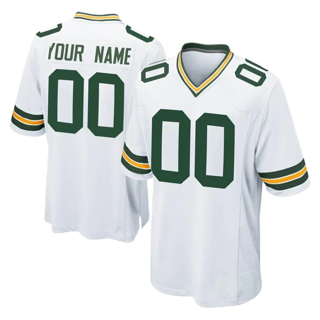 Custom GB.Packers White Home Game Any Name & Numbers CAdoa Stitched Jerseys
