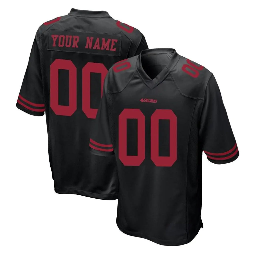 Custom SF.49ers Black Alternate Home Game Any Name & Numbers CAdoa Stitched Jerseys