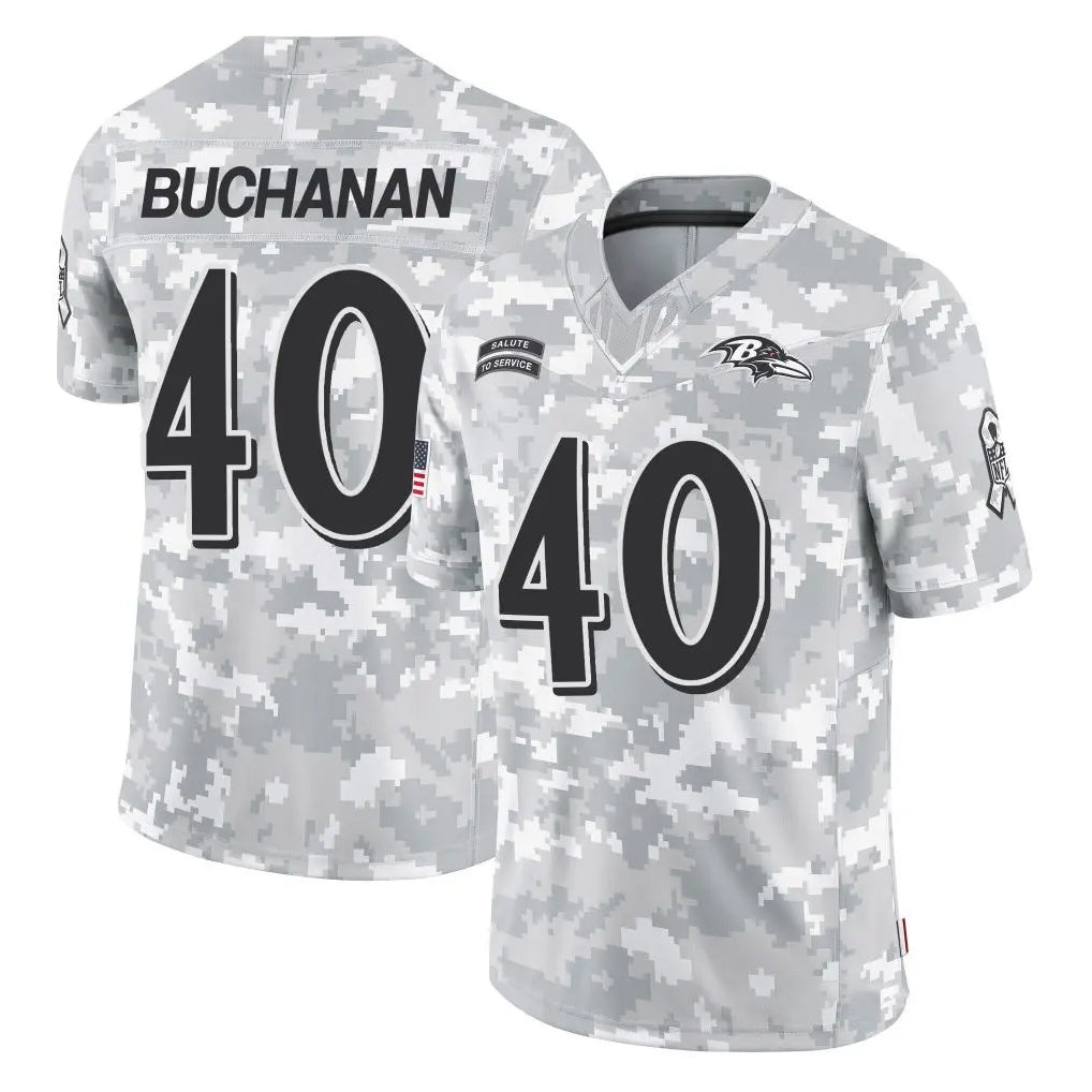 B.Ravens #40 Teddye Buchanan Player Arctic Camo Salute to Service Limited CAdoa Stitched Jerseys
