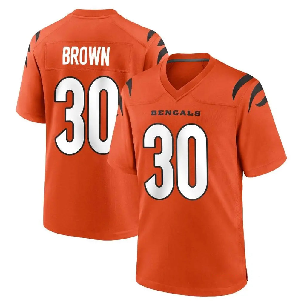 C.Bengals #30 Chase Brown Player Orange Home Game CAdoa Stitched Jerseys