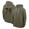 B.Ravens #79 Ronnie Stanley Player Olive Salute to Service Hoodie CAdoa Stitched Jerseys