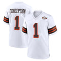 C.Browns #1 KC Concepcion Player White Alternate Home Game CAdoa Stitched Jerseys