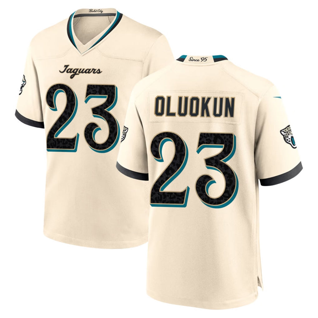 J.Jaguars #23 Foyesade Oluokun Player Natural 2026 Rivalries Collection Game CAdoa Stitched Jerseys