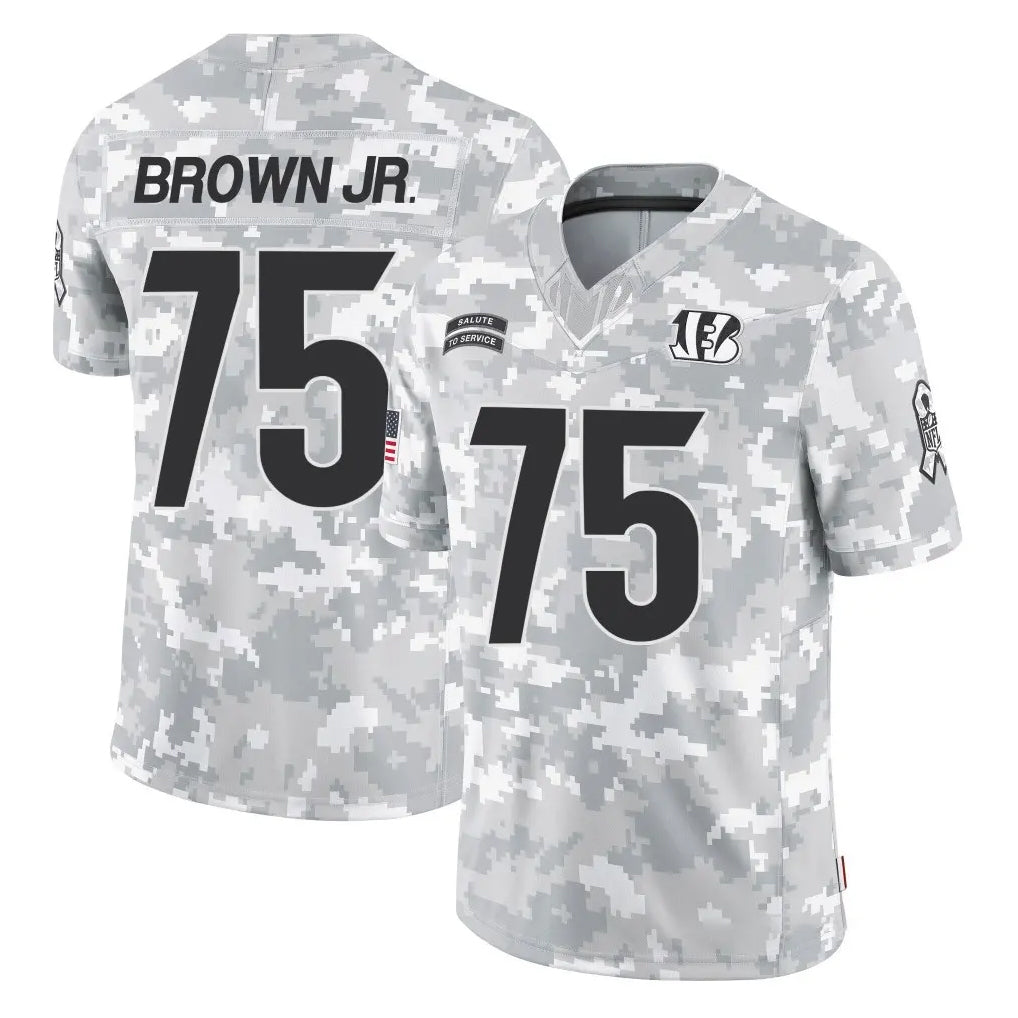 C.Bengals #75 Orlando Brown Jr. Player Arctic Camo Salute to Service Limited CAdoa Stitched Jerseys