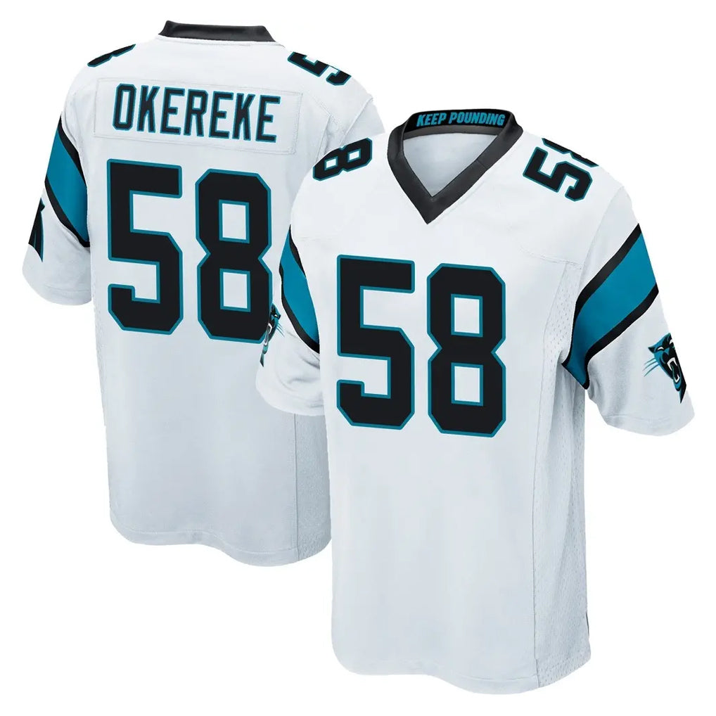 C.Panthers #58 Bobby Okereke Player White Game CAdoa Stitched Jerseys
