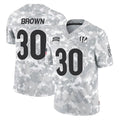 C.Bengals #30 Chase Brown Player Arctic Camo Salute to Service Limited CAdoa Stitched Jerseys