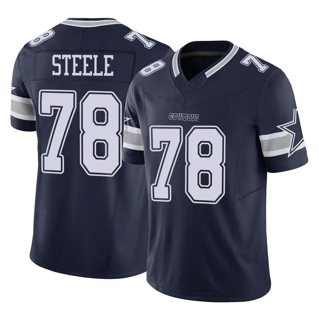 D.Cowboys #78 Terence Steele Player Navy Limited Vapor F.U.S.E. Home Game CAdoa Stitched Jerseys