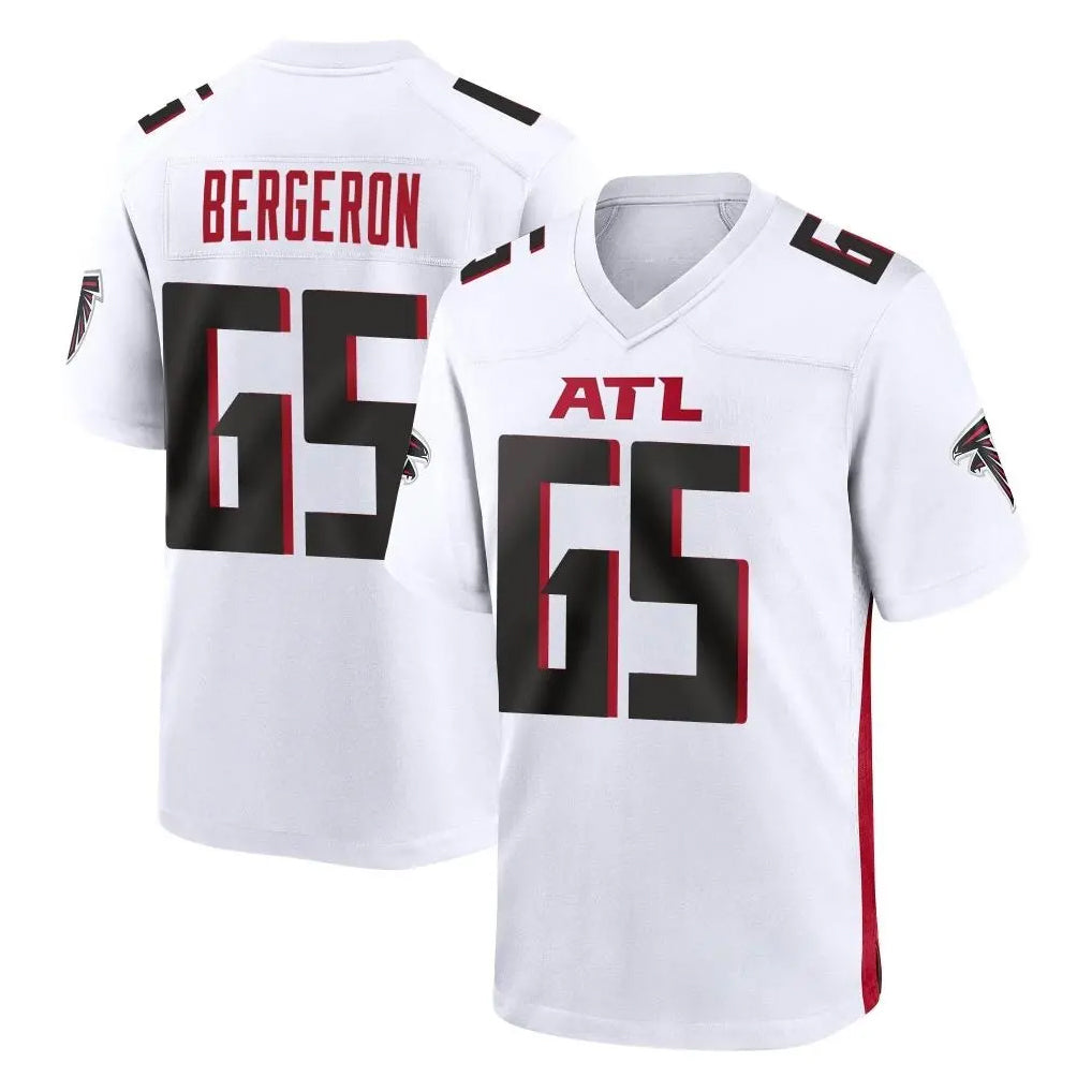 A.Falcons #65 Matthew Bergeron Player White Home Game CAdoa Stitched Jerseys