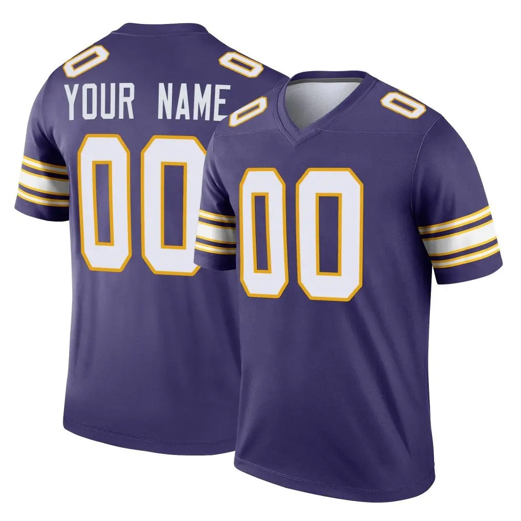 Custom M.Vikings Purple Limited Classic Home Game Any Name & Numbers CAdoa Stitched Jerseys