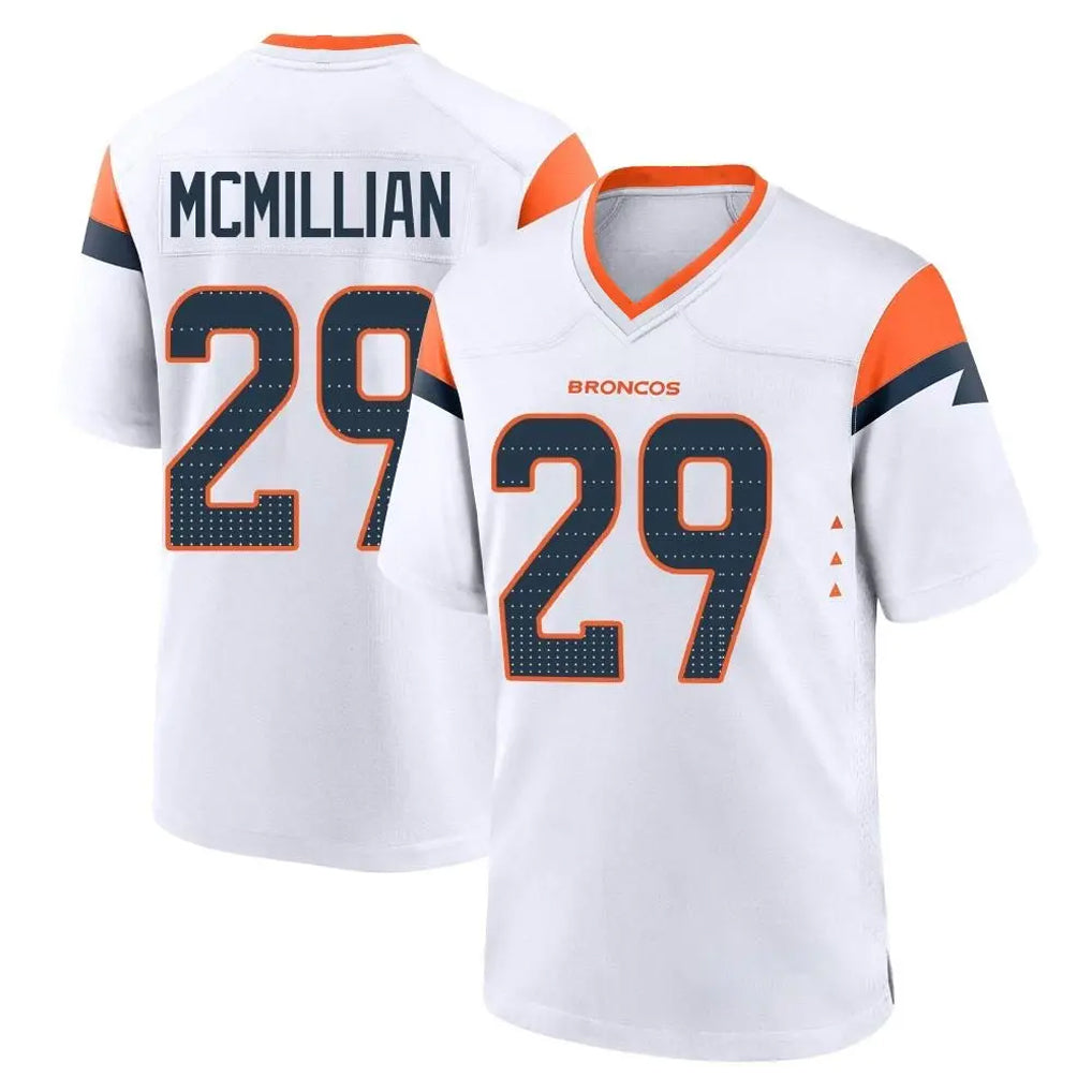 D.Broncos #29 Ja'Quan McMillian Player White Home Game CAdoa Stitched Jerseys