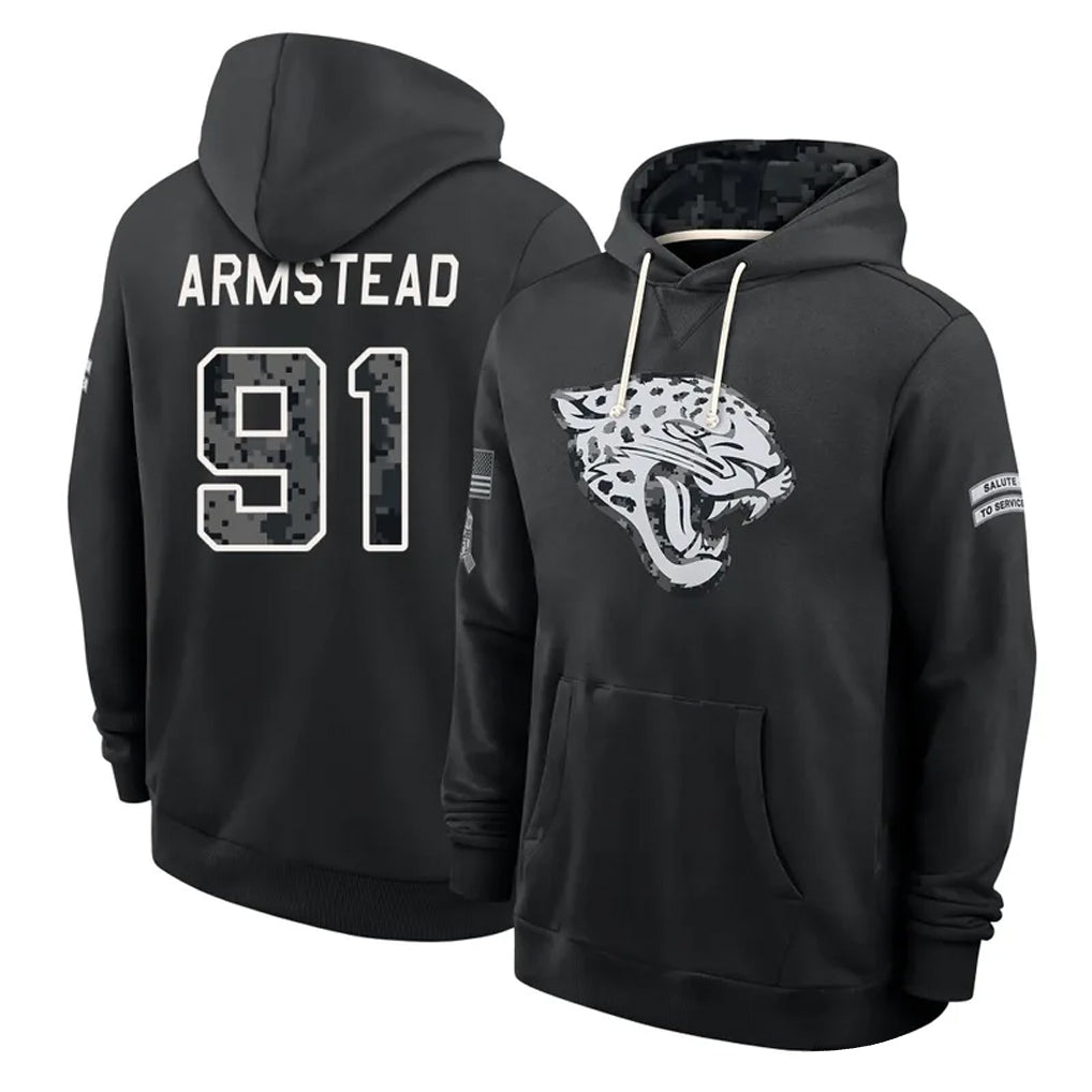 J.Jaguars #91 Arik Armstead Player 2026 Black Logo Pullover Hoodies Limited Game CAdoa Stitched Jerseys
