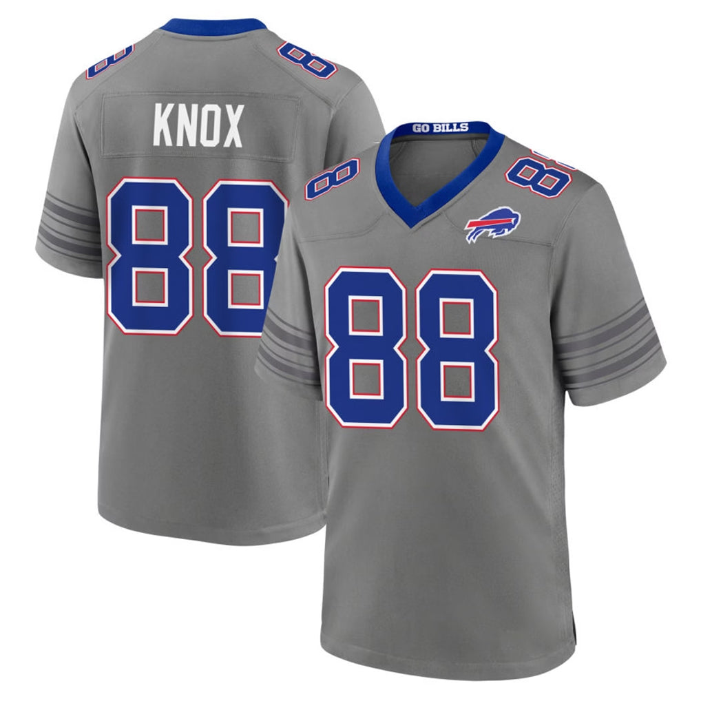 B.Bills #88 Dawson Knox Player Gray Nickel City Home Game CAdoa Stitched Jerseys