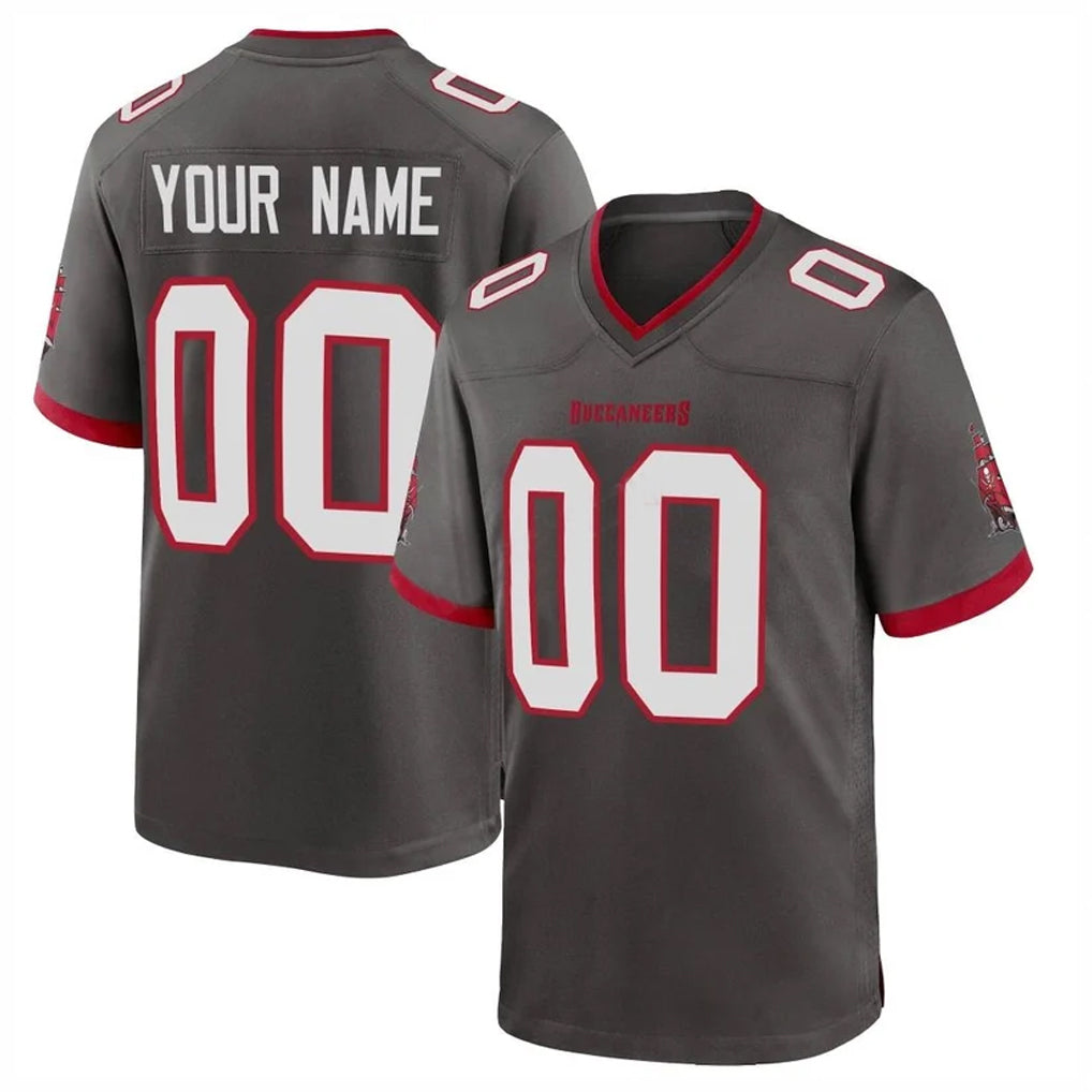 Custom TB.Buccaneers Pewter Alternate Home Game Any Name & Numbers CAdoa Stitched Jerseys
