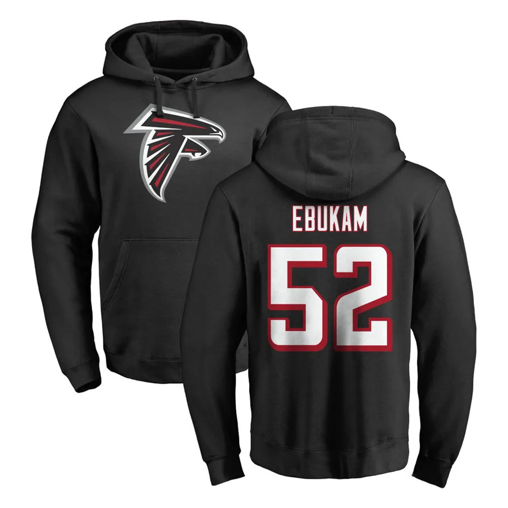 A.Falcons #52 Samson Ebukam Player Black LOGO Pullover Hoodies Home Game CAdoa Stitched Jerseys