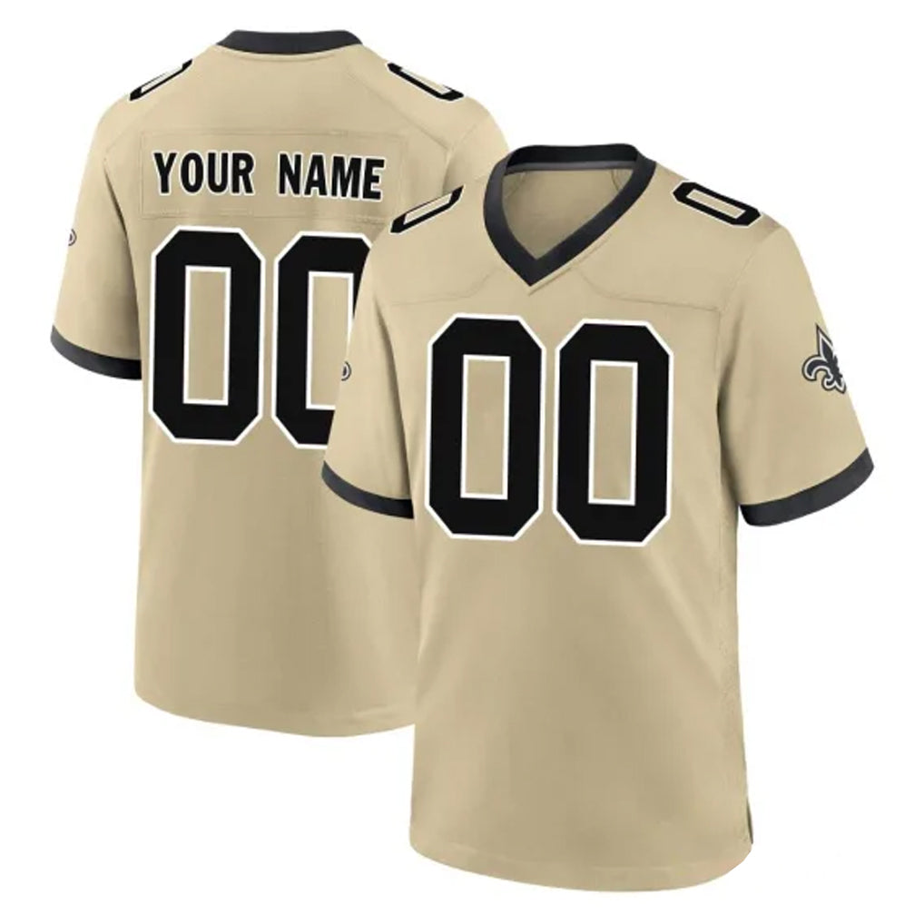 Custom NO.Saints Gold Home Game Any Name & Numbers CAdoa Stitched Jerseys