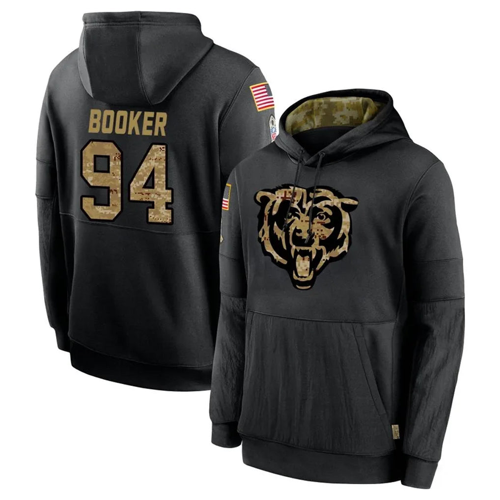 C.Bears #94 Austin Booker Player Black Salute to Service Pullover Hoodies Limited CAdoa Stitched Jerseys
