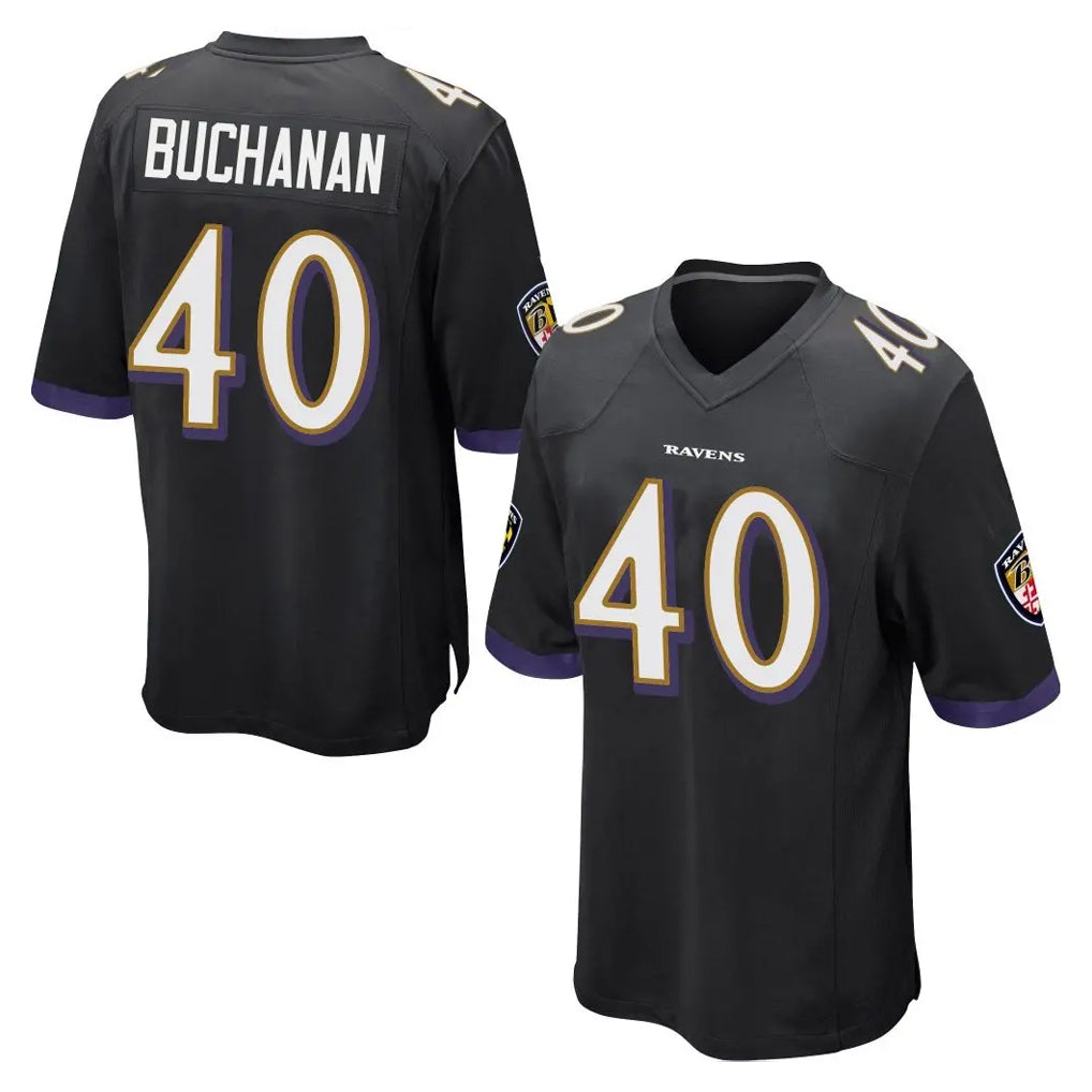 B.Ravens #40 Teddye Buchanan Player Black Home Game CAdoa Stitched Jerseys