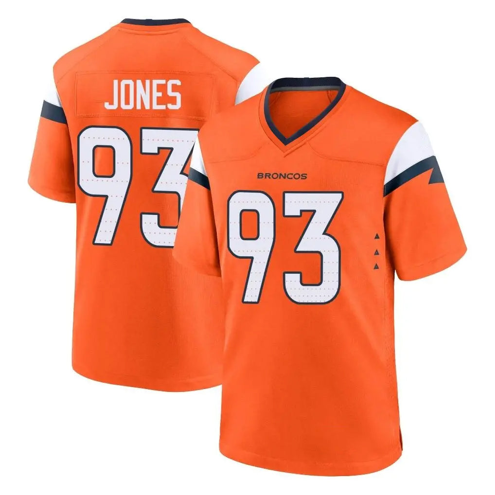 D.Broncos #93 D.J. Jones Player Orange Home Game CAdoa Stitched Jerseys