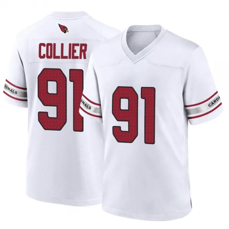 A.Cardinals #91 L.J. Collier Player White Game Home beagls Stitched Jerseys