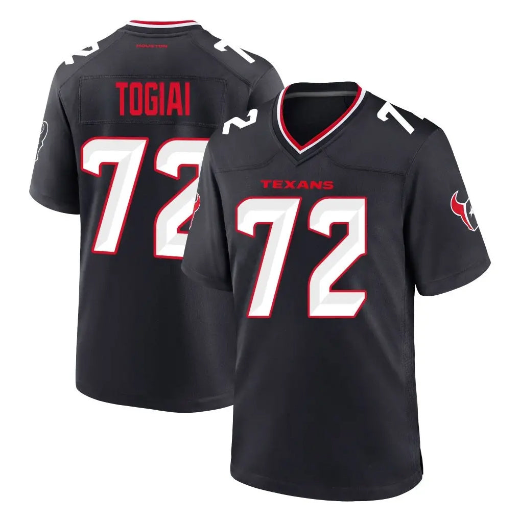 H.Texans #72 Tommy Togiai Player Navy Team Home Game CAdoa Stitched Jerseys