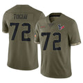 H.Texans #72 Tommy Togiai Player Olive Salute To Service Limited CAdoa Stitched Jerseys