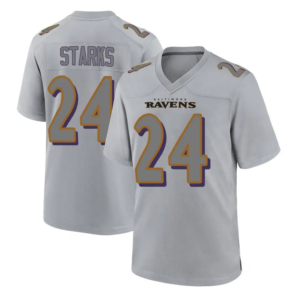 B.Ravens #24 Malaki Starks Player Gray Color Rush Vapor Untouchable Game CAdoa Stitched Jerseys