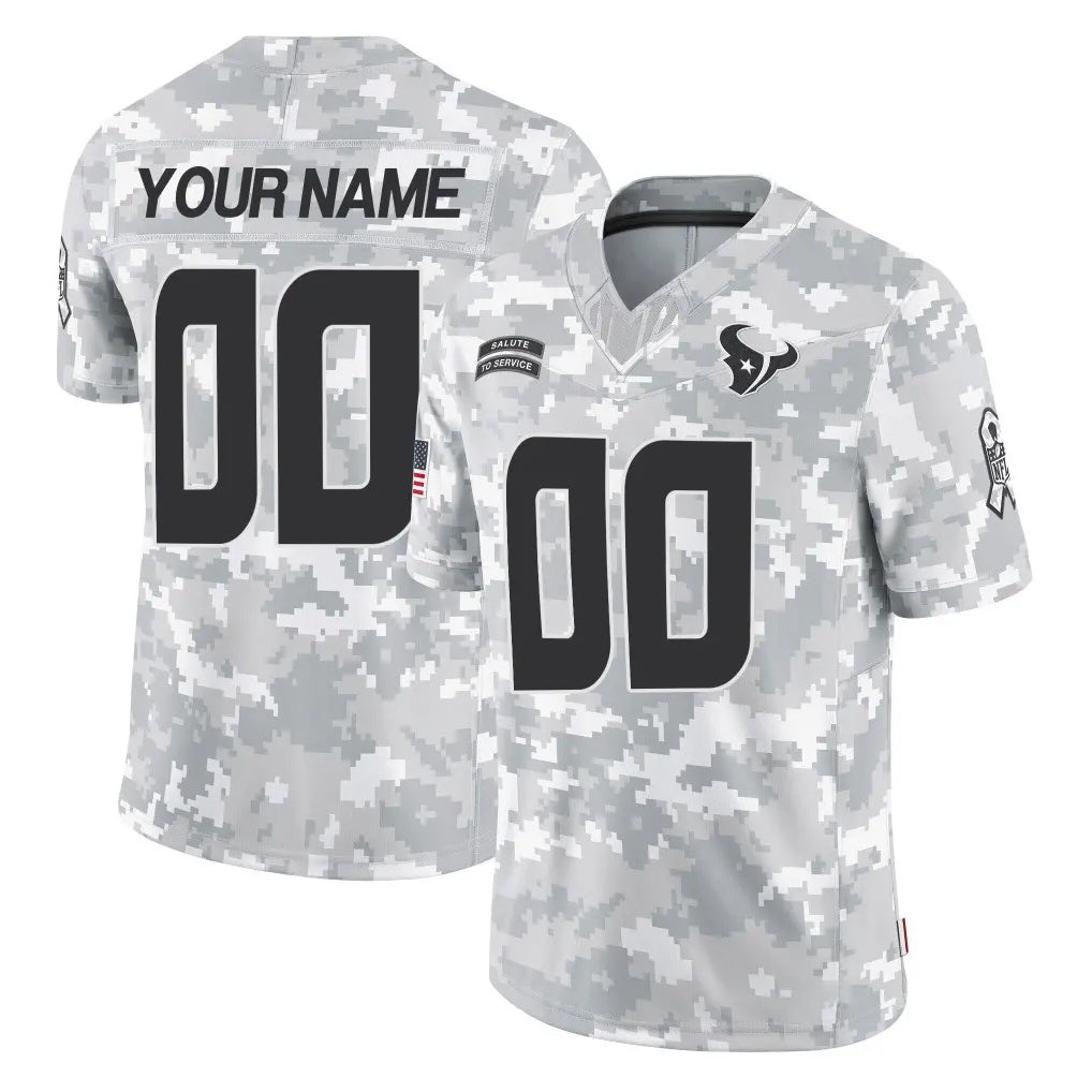 Custom H.Texans Arctic Camo Salute To Service Limited Game Any Name & Numbers CAdoa Stitched Jerseys