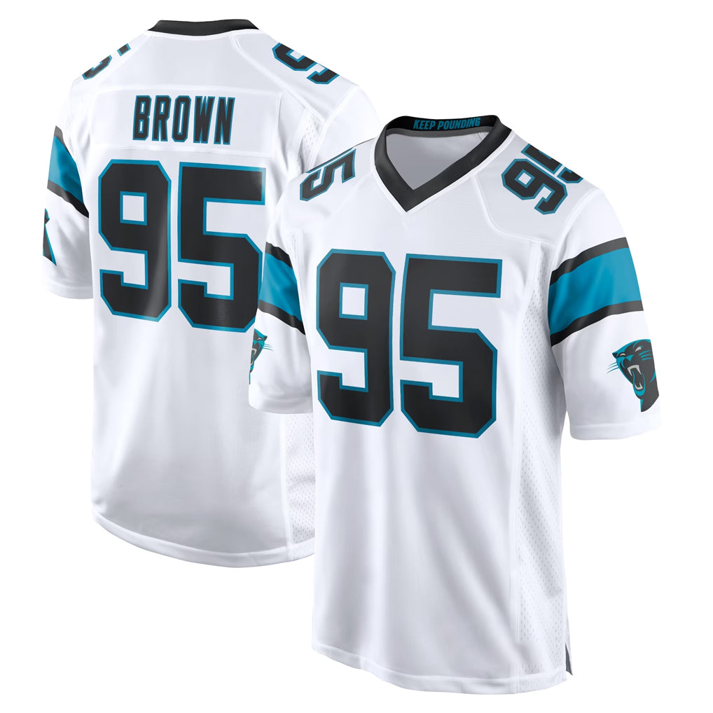 C.Panthers #95 Derrick Brown Player White Home Game CAdoa Stitched Jerseys