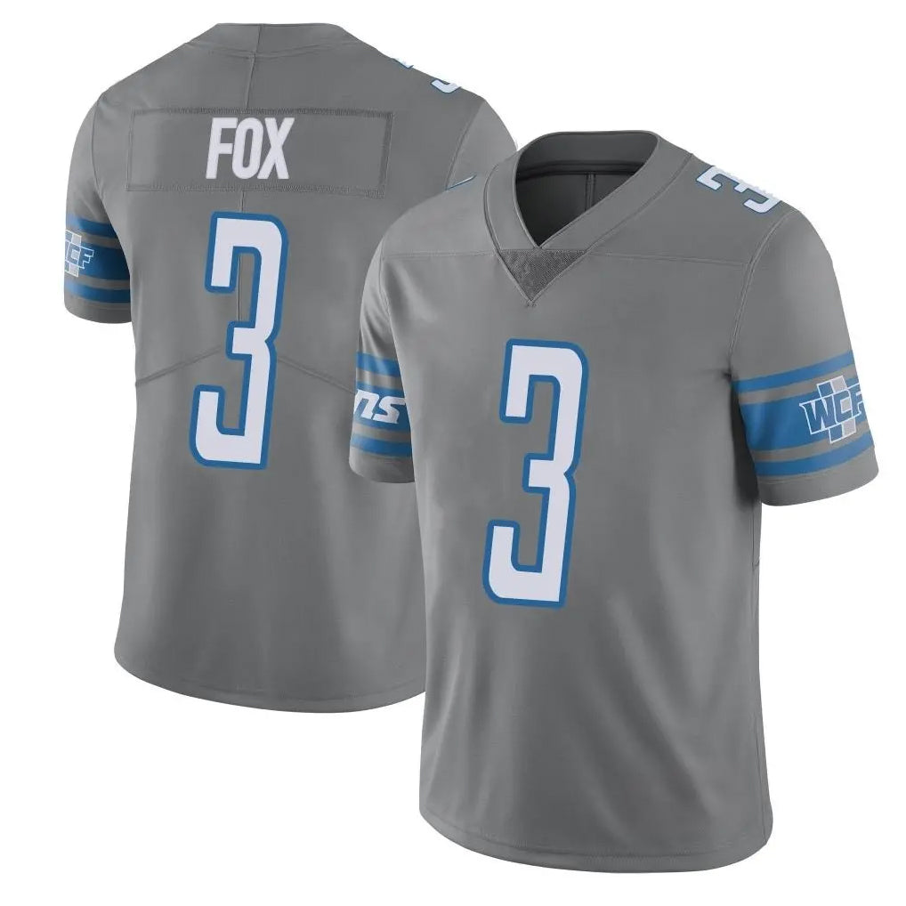 D.Lions #3 Jack Fox Player Gray Vapor Untouchable Limited Home Game CAdoa Stitched Jerseys