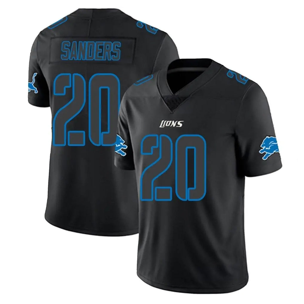D.Lions #20 Barry Sanders Player Black Impact Limited Home Game CAdoa Stitched Jerseys