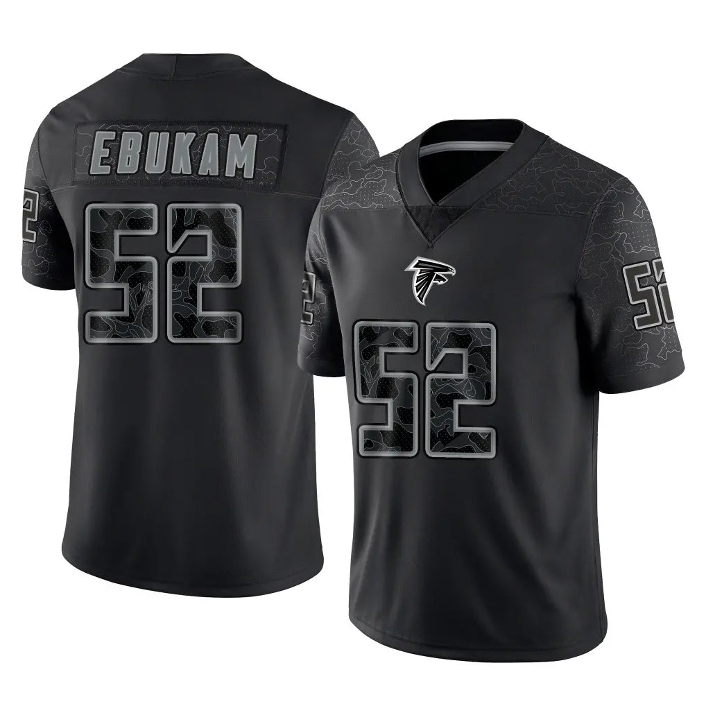 A.Falcons #52 Samson Ebukam Player Black RFLCTV Limited Game CAdoa Stitched Jerseys