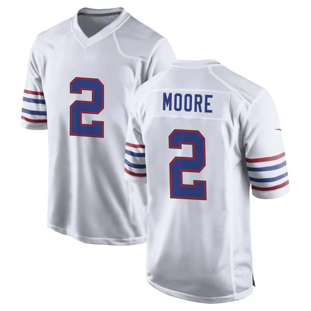 B.Bills #2 DJ Moore Player White Alternate Game CAdoa Stitched Jerseys